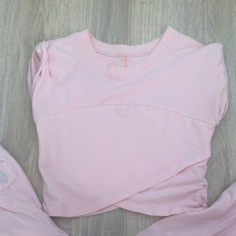 Free People Light Pink Cropped Tee and Jogger Set - Picture 3 of 6